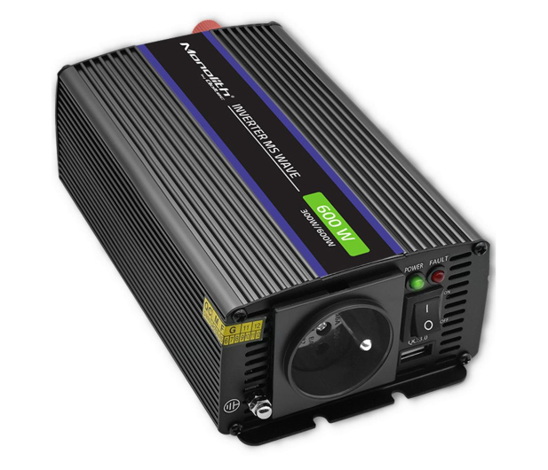 Qoltec Przetwornica napięcia 600 MS Wave | 12V na 230V | 300/600W | - 1190371 - zdjęcie
